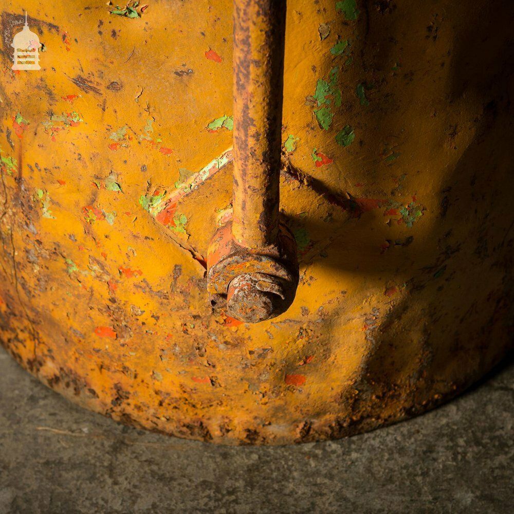 photo for sale Large Industrial Yellow Painted Steel Barrel With Swing Handle