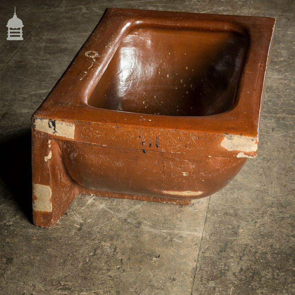 Large Victorian Salt Glaze Orange Peel Ceramic Trough Sink By Oats & Green Ltd Halifax photo vintage
