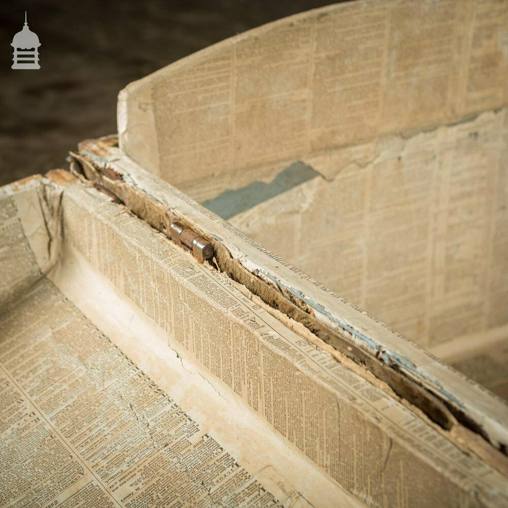 photo furniture 19th C Wooden Trunk Covered In Hide With Metal Strapping, Studs And E.V Monogram On Lid