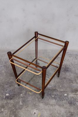 Teak Trolley With Two Glass Tops By Cees Braakman For Pastoe, 1950s photo vinterior
