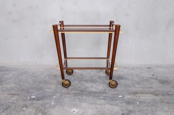 Teak Trolley With Two Glass Tops By Cees Braakman For Pastoe, 1950s photo vintage