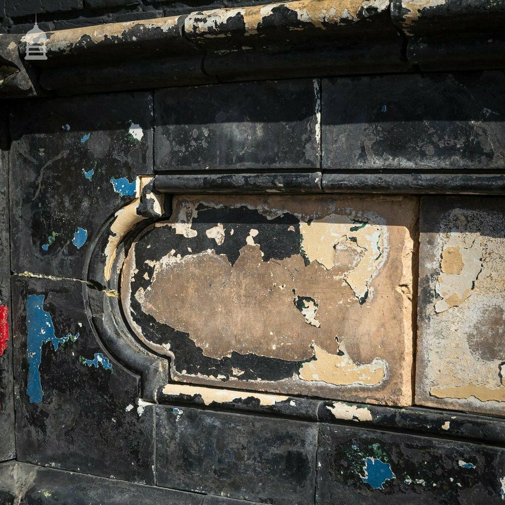 photo vintage 19th C Staffordshire Blue Wall With Inset Bathstone 5.25m