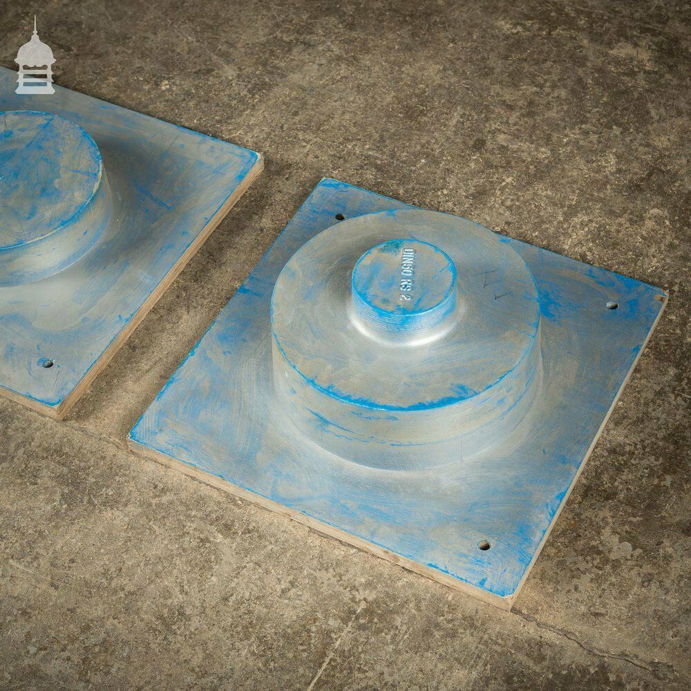 Pair Of Blue And Silver Industrial Factory Foundry Moulds photo for sale