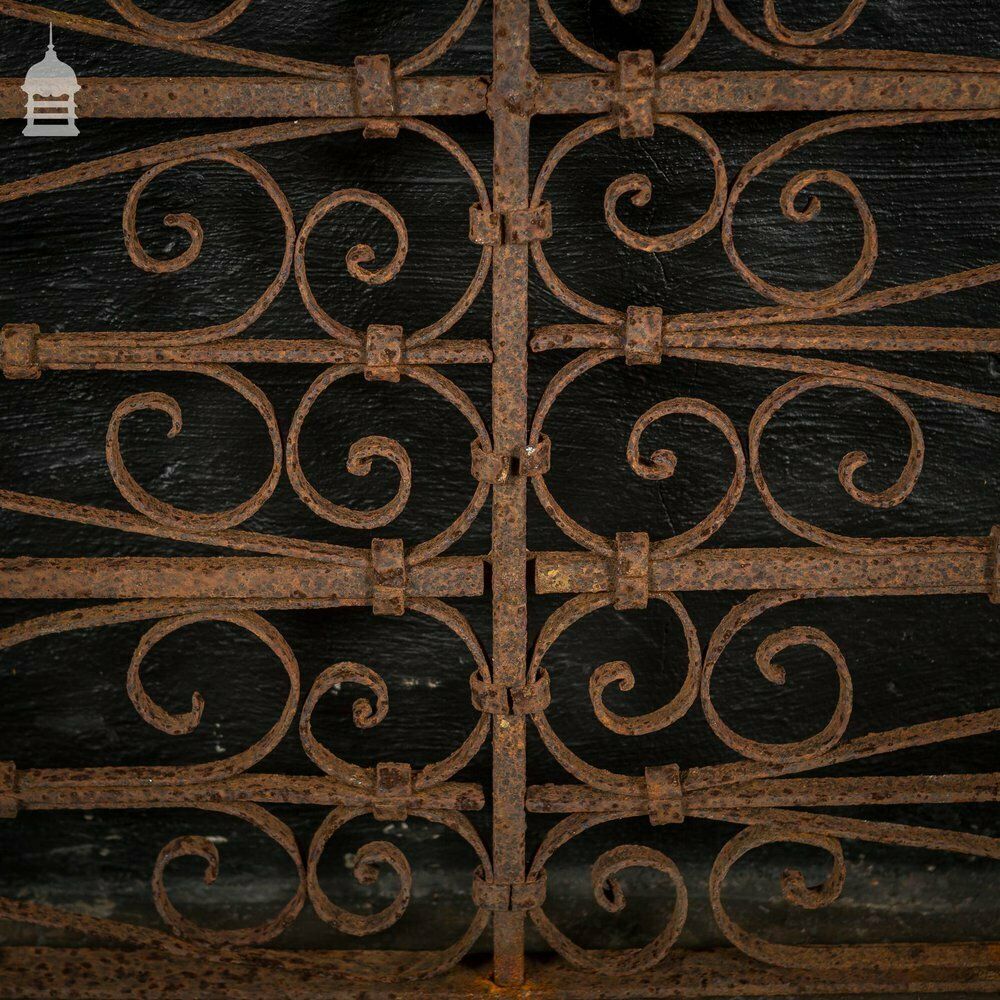 Large 19th C Wrought Iron Railing Panel With Scroll Design photo Home Fixtures