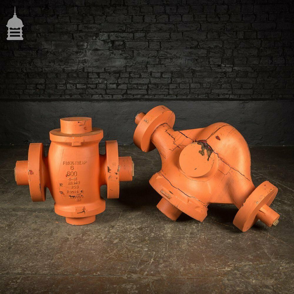 Pair Of Large Orange Industrial Factory Foundry Moulds photo for sale