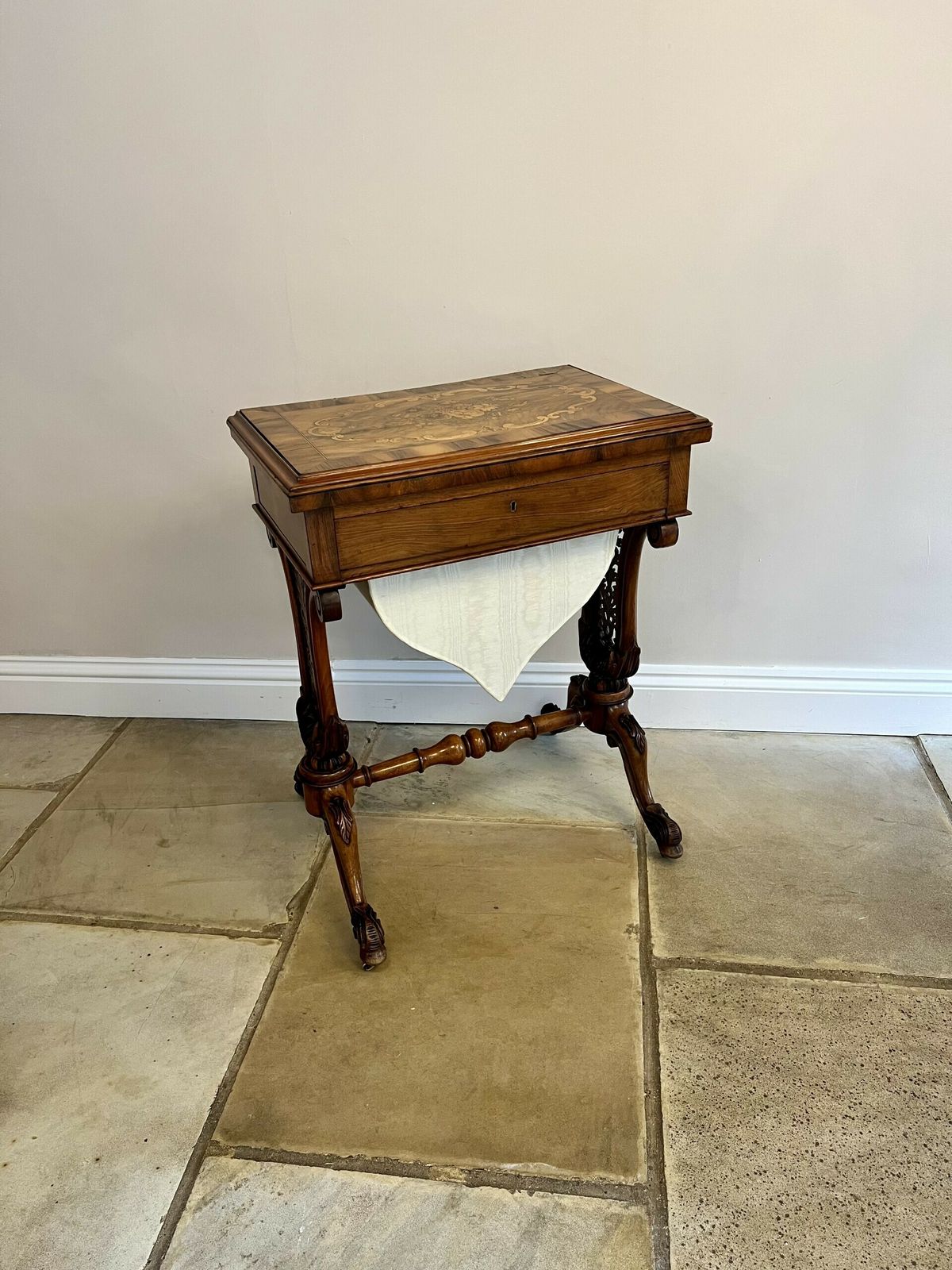 Outstanding Quality Antique Burr Walnut Inlaid Floral Marquetry Games Table photo for sale