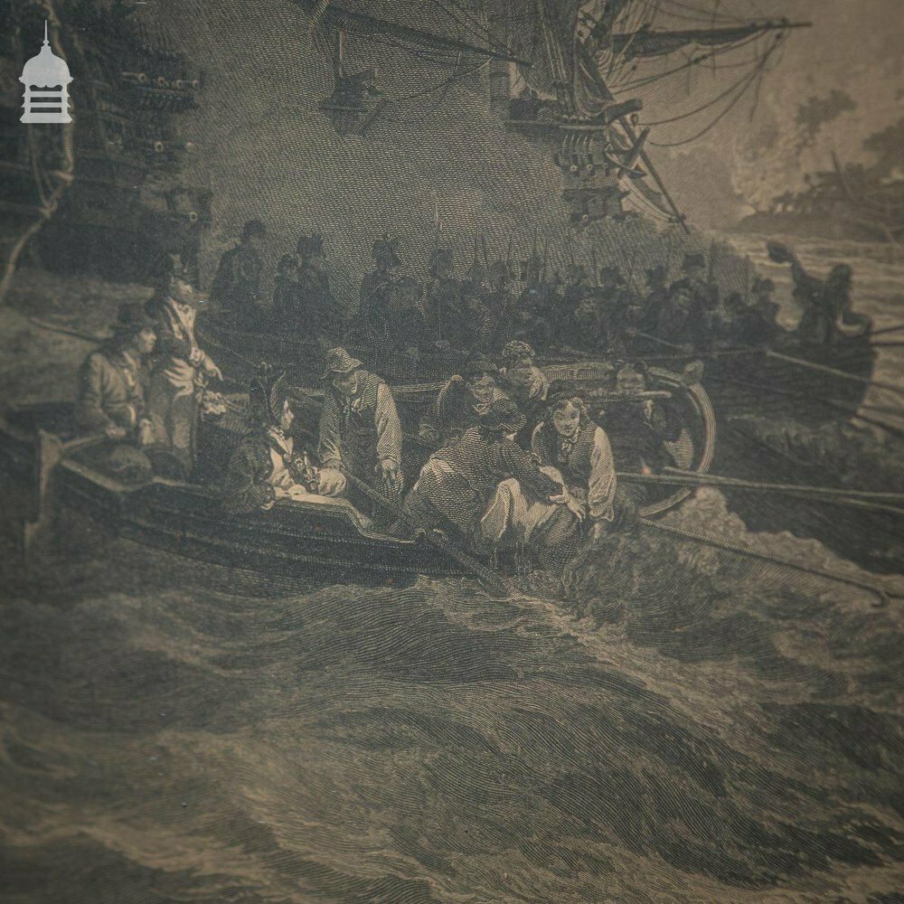 540.0 Georgian Engraving Dated 1803 By James Fittler Depicting The 1798 Battle Of The Nile In Painted Birdseye Maple Effect Frame photo