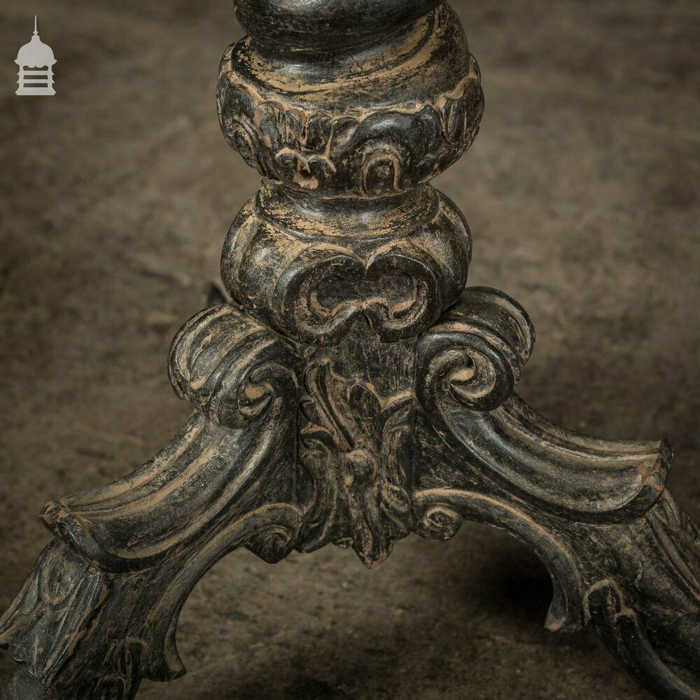 Exquisite 19th C Carved Hardwood Occasional Table With Twist Pedestal And Marble Top photo for sale