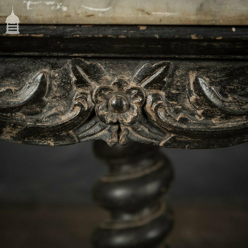 Exquisite 19th C Carved Hardwood Occasional Table With Twist Pedestal And Marble Top photo Furniture