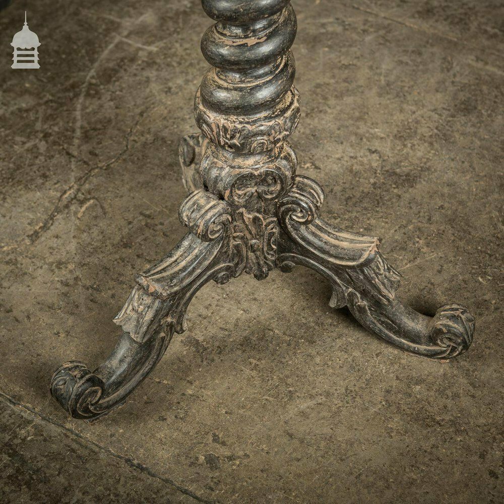 Exquisite 19th C Carved Hardwood Occasional Table With Twist Pedestal And Marble Top photo 3954.0