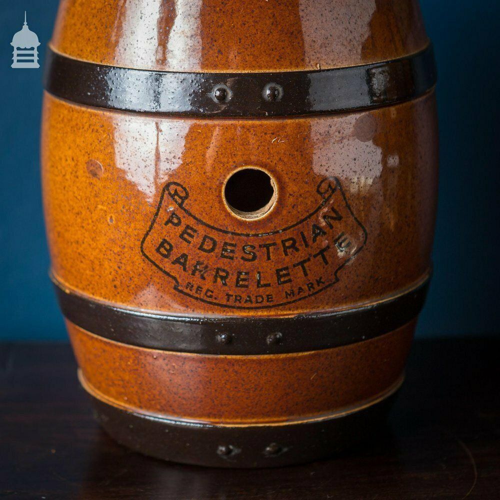 Pair Of Late 19th C Doulton Lambeth Stoneware Pedestrian Barrelette Picnic Whiskey Barrels On Stands photo vintage
