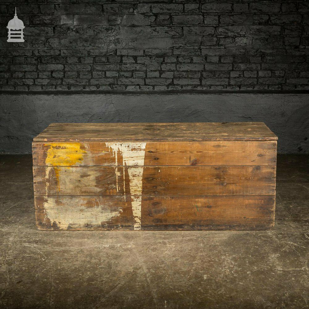 954.0 19th C Pine Gypsy Showman’s Travel Chest With Original Painted Finish photo