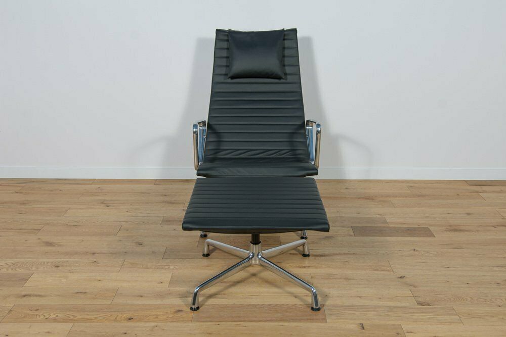 Alu Group Ea124 & Ea125 Lounge Chair & Ottoman By Charles & Ray Eames For Vitra, 1980s, Set Of 2 photo Furniture