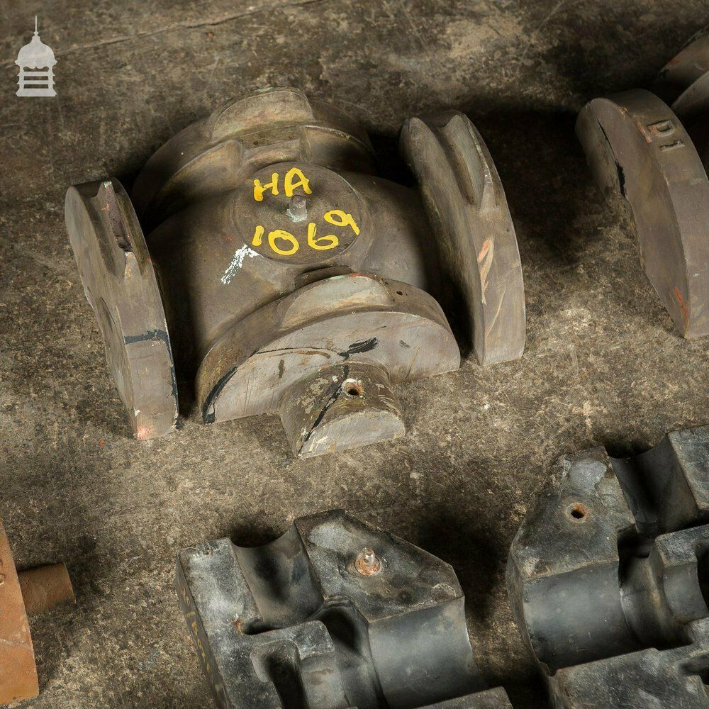photo for sale Batch Of 10 Metal And Wooden Industrial Factory Foundry Moulds