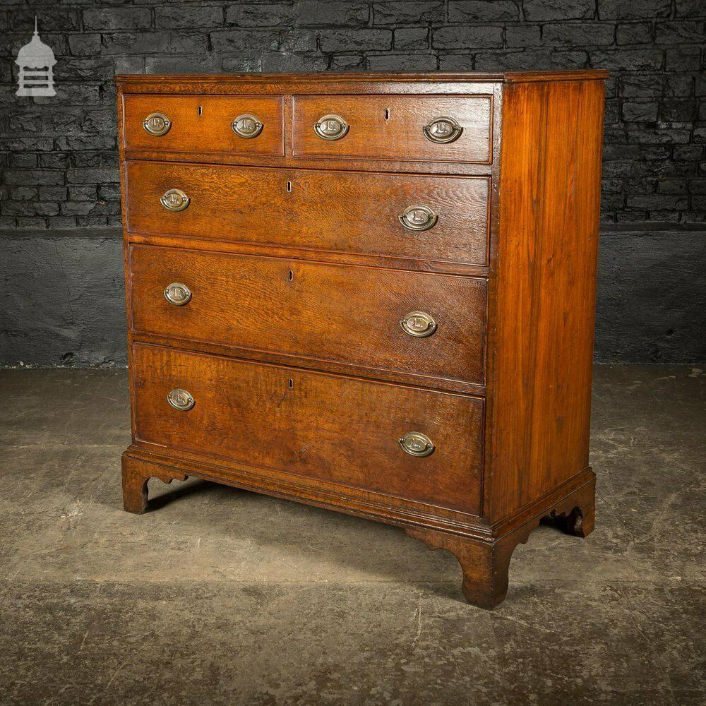 George III Oak Chest Of Drawers With Brass Sphinx Drawer Pull Handles photo for sale