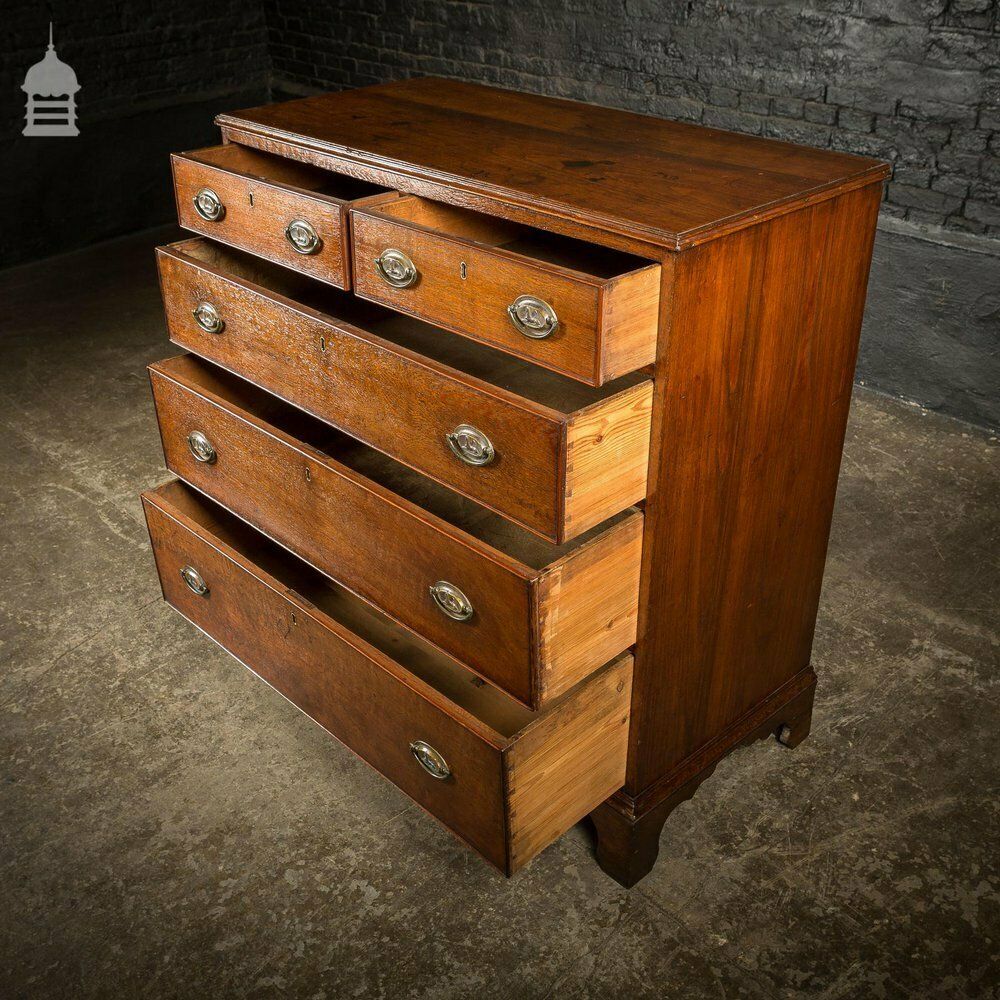 Furniture George III Oak Chest Of Drawers With Brass Sphinx Drawer Pull Handles photo
