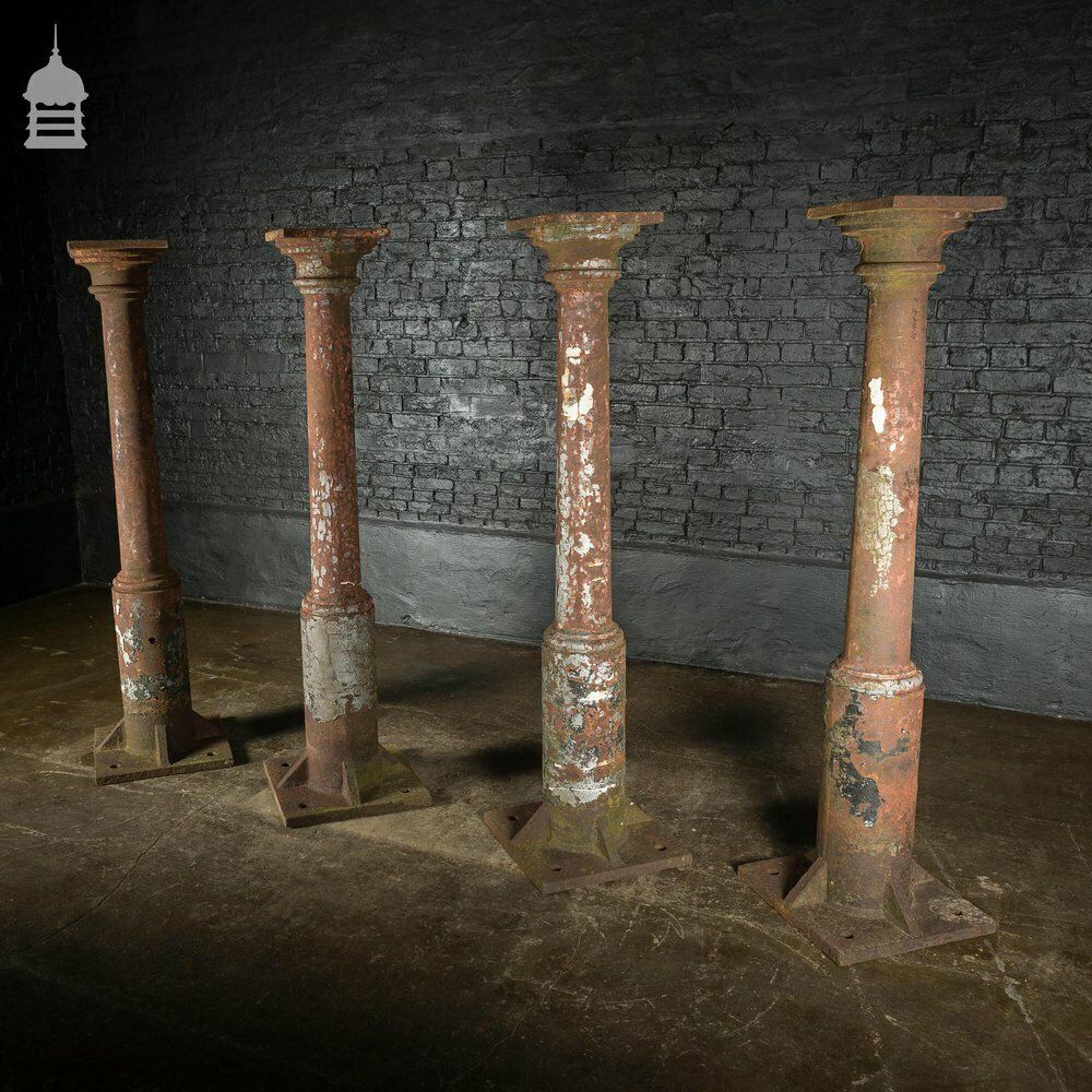Set Of 4 19th C Cast Iron Columns Pillars Stanchions photo vinterior