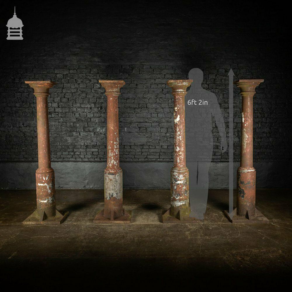 photo for sale Set Of 4 19th C Cast Iron Columns Pillars Stanchions