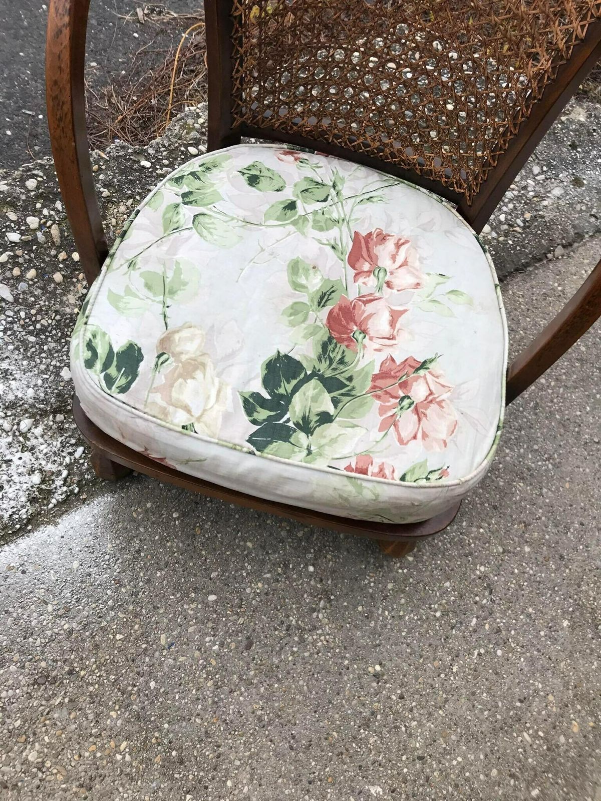 Vintage Floral Fabric And Wood Armchair, 1950s photo 989.0