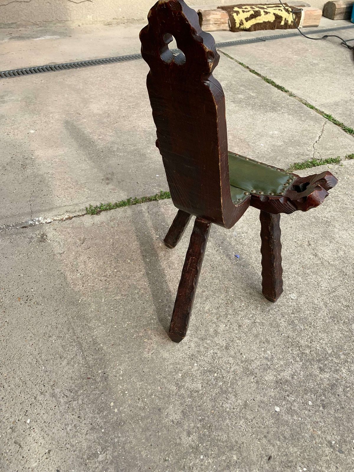 photo for sale Spanish Brutalist Chair In Wood, 1960s