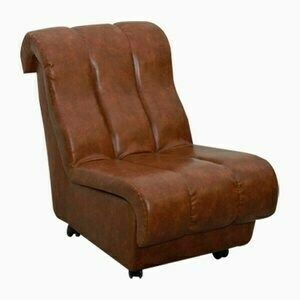 Mid Century Brown Leatherette Lounge Chair, 1960s photo Furniture