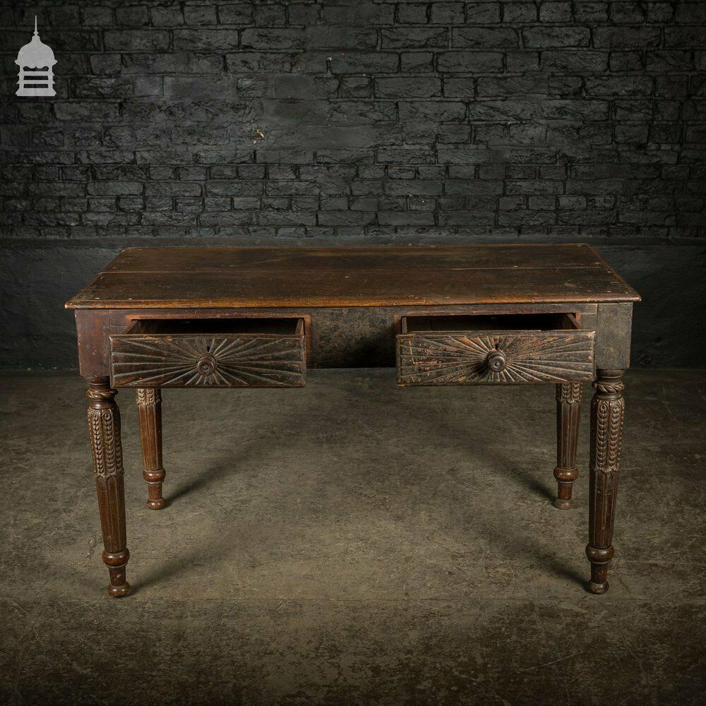 photo furniture Impressive 18th C Hardwood Side Table With Carved Starburst Drawers