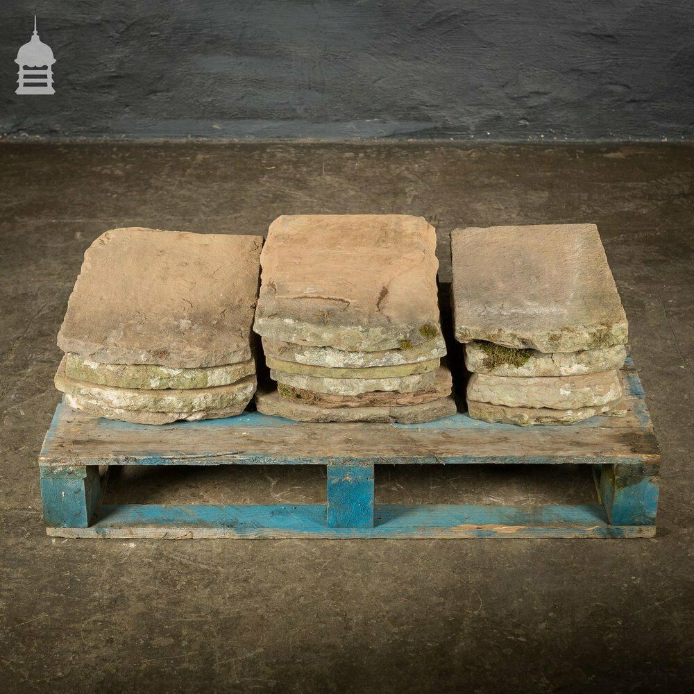 Set Of 14 Reclaimed Yorkstone Roof Tiles photo Home Fixtures