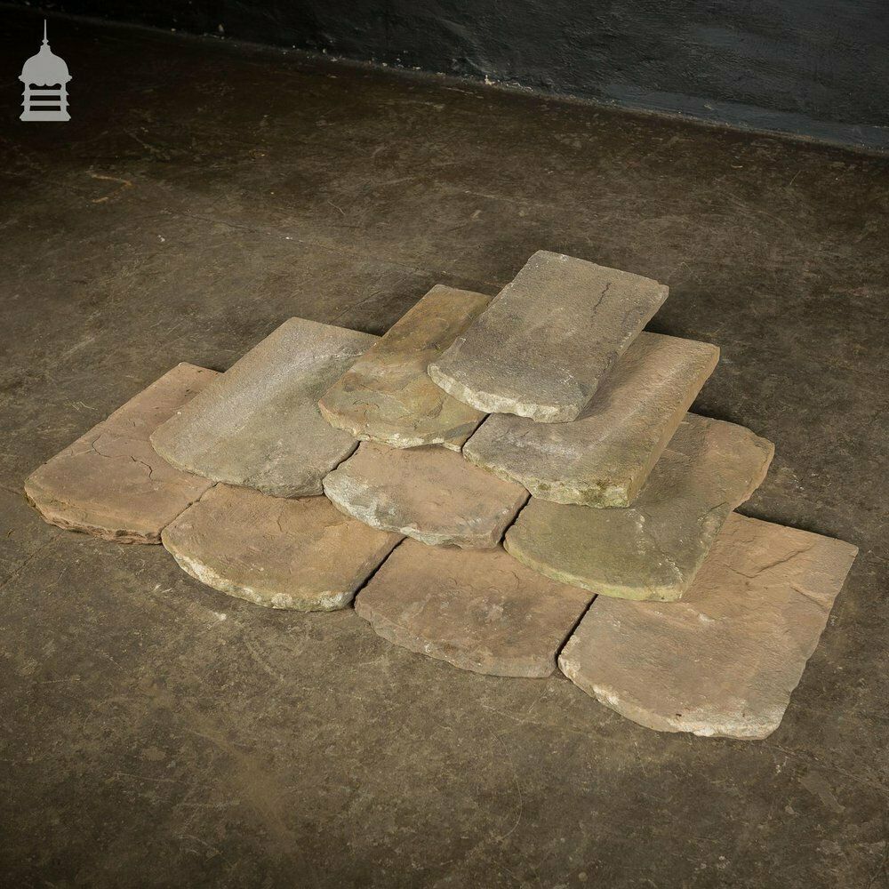 Set Of 14 Reclaimed Yorkstone Roof Tiles photo 336.0