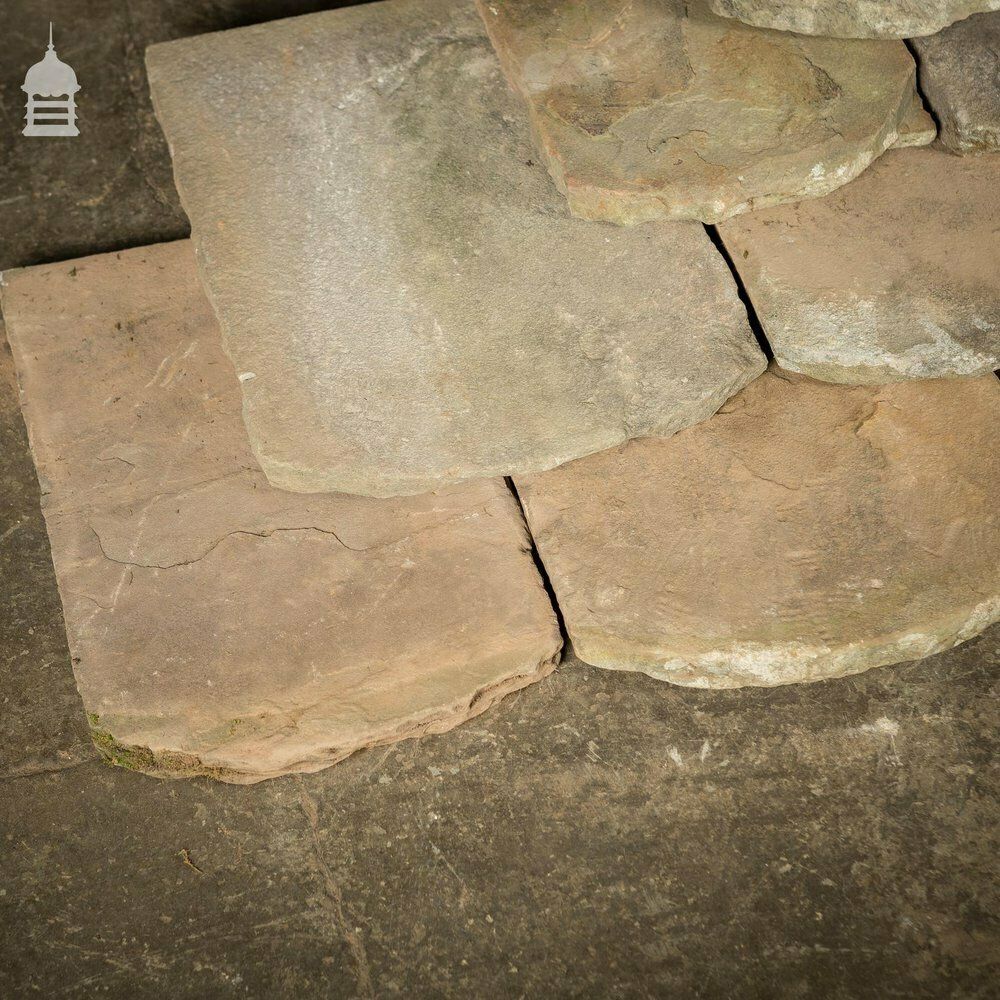 Set Of 14 Reclaimed Yorkstone Roof Tiles photo vintage