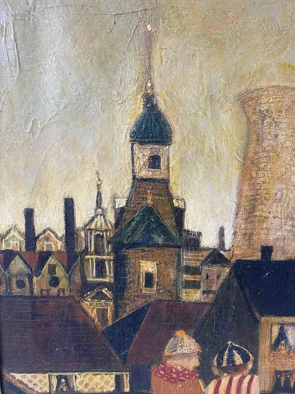 Vintage Oil Painting Of Industrial Scene photo Art