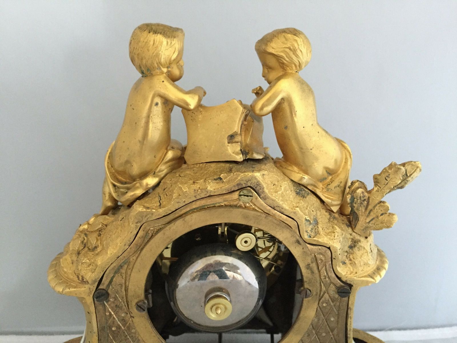 Antique French Ormolu And Porcelain Mantle Clock photo vintage