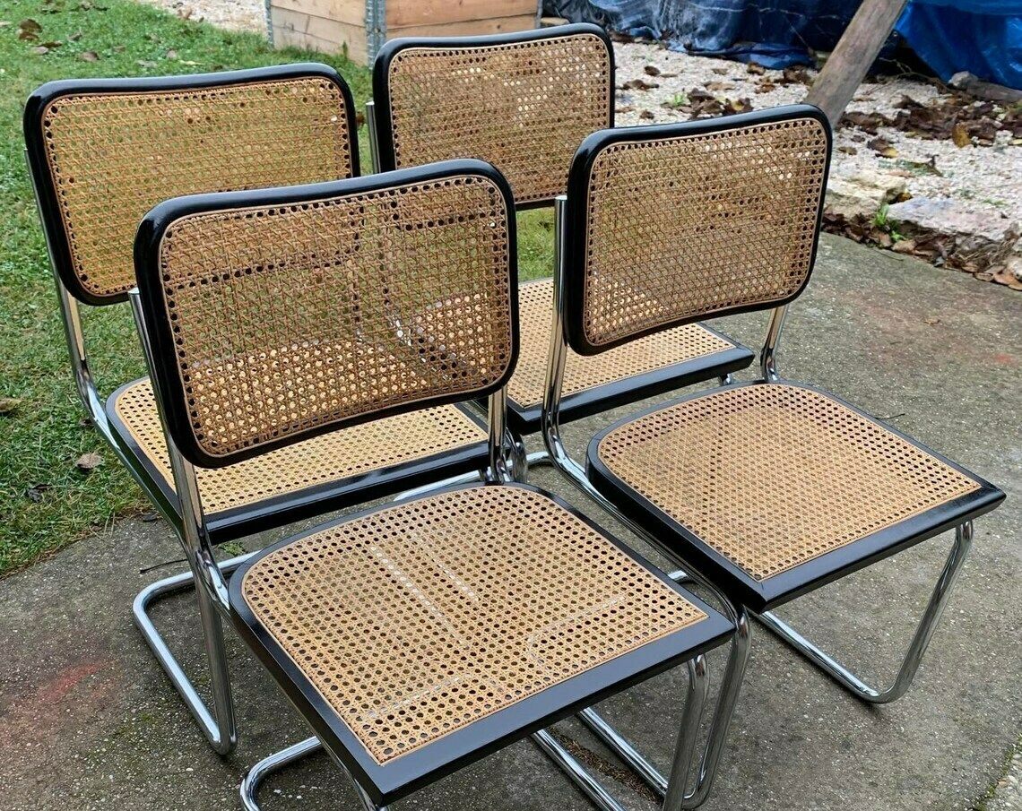 photo for sale Mid Century Modern Italian Marcel Breuer B32 Cesca Chair, 70s Set Of 4