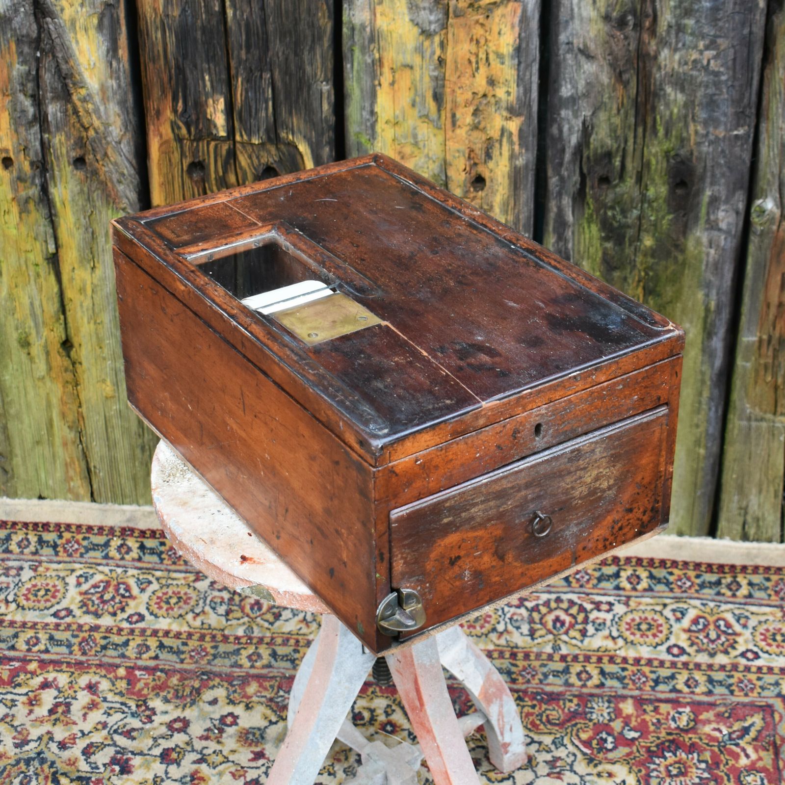 Antique Mahogany Haberdashery Outfitters Shop Display Cash Register Till Prop