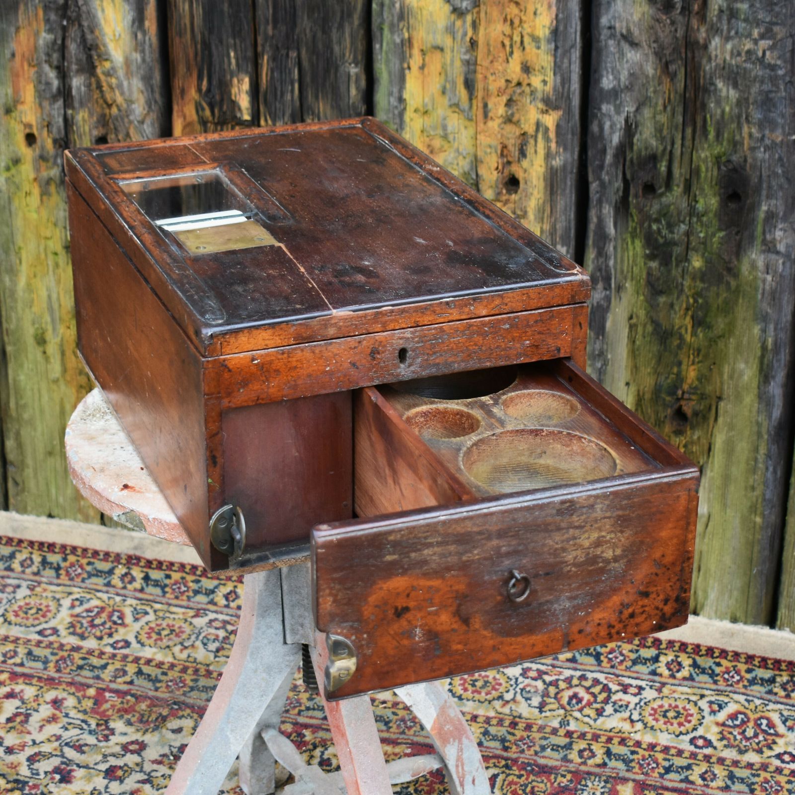 Antique Mahogany Haberdashery Outfitters Shop Display Cash Register Till Prop photo vintage