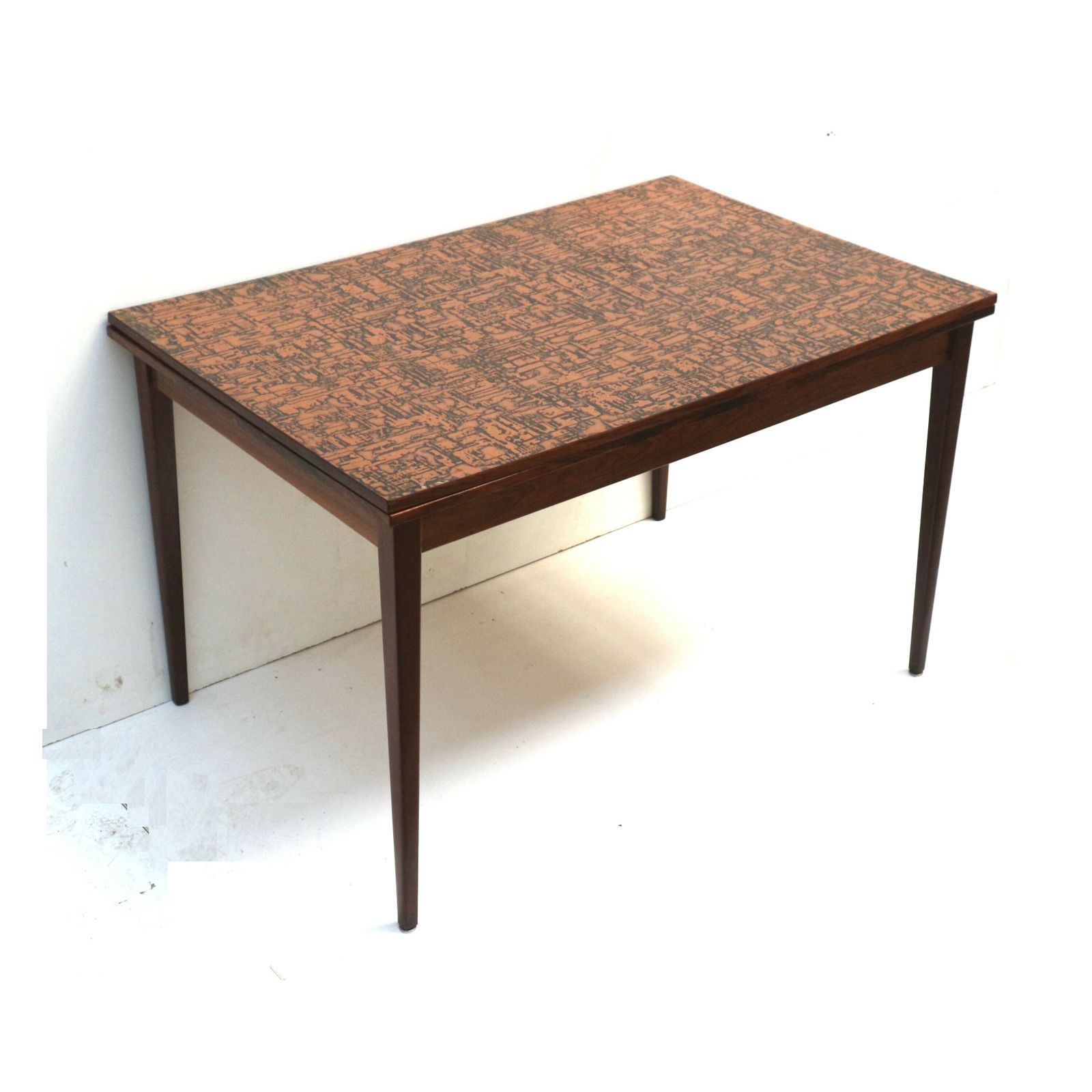 Unique Vintage Brutalist Extendable Dining Table With Copper Top photo Furniture