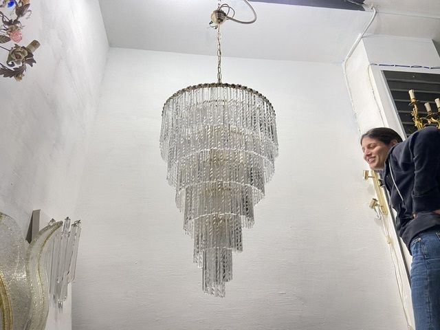 Large Spiral Murano Glass Chandelier 1980’s photo 2500.0