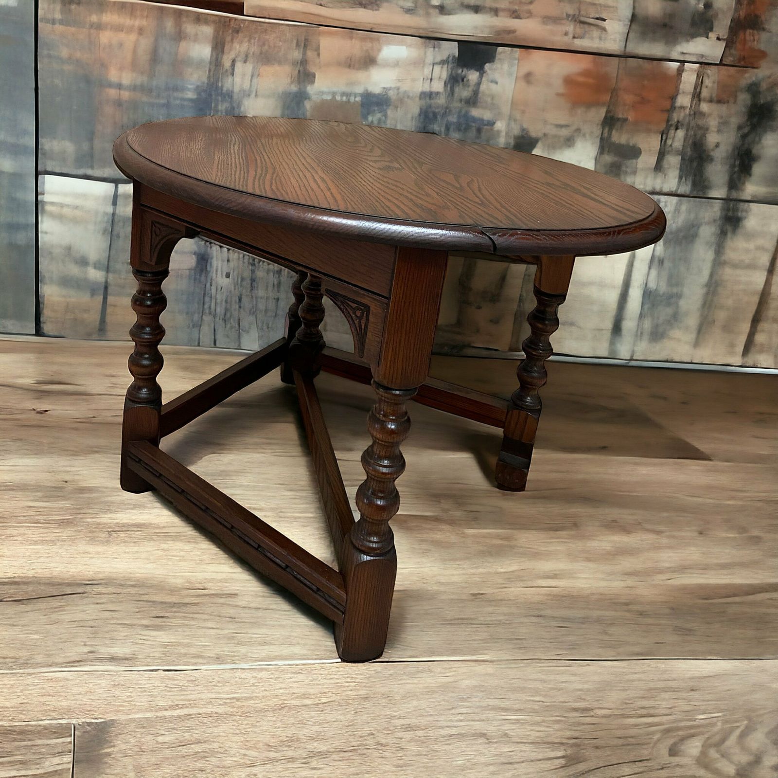 Vintage Old Charm Wood Brothers / Tudor Brown Coffee Table / Drop Leaf Table photo vinterior