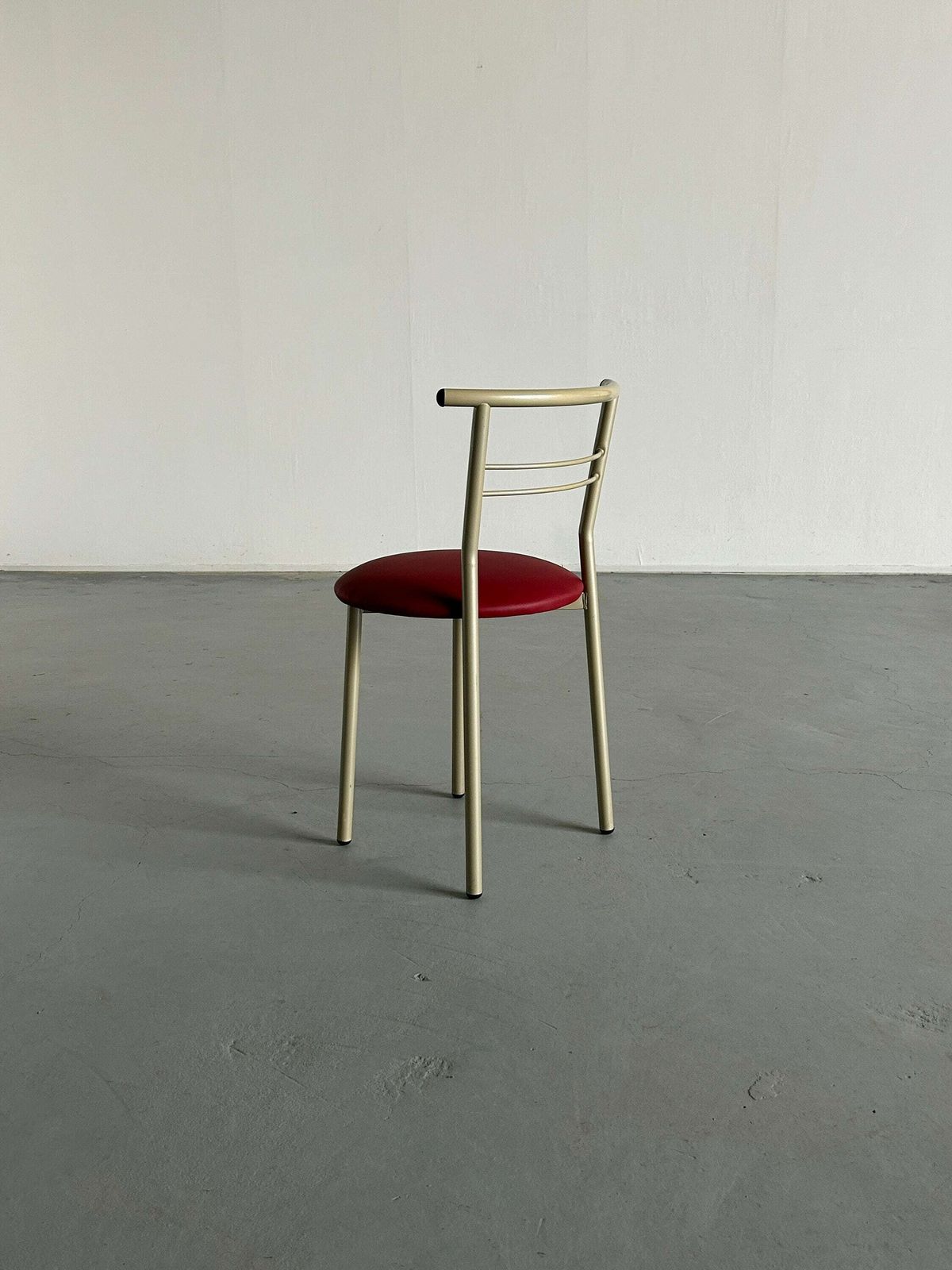 Postmodern Memphis Style Metal Chair With Red Faux Leather Upholstery, 1980s Italy photo 194.0