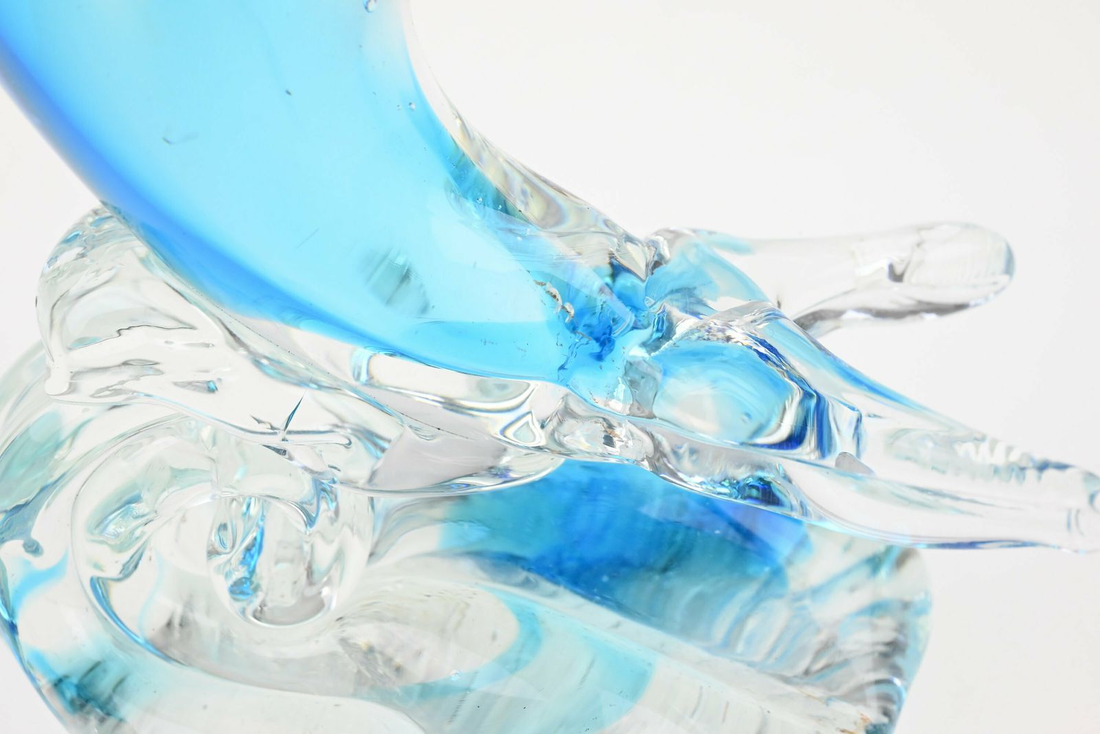 Handcrafted Glass Dolphin On Wave Decoration From The 1960s, Glass Dolphin, Handmade Glass, Vintage Handcrafted Decoration, Glass Sculpture photo vintage