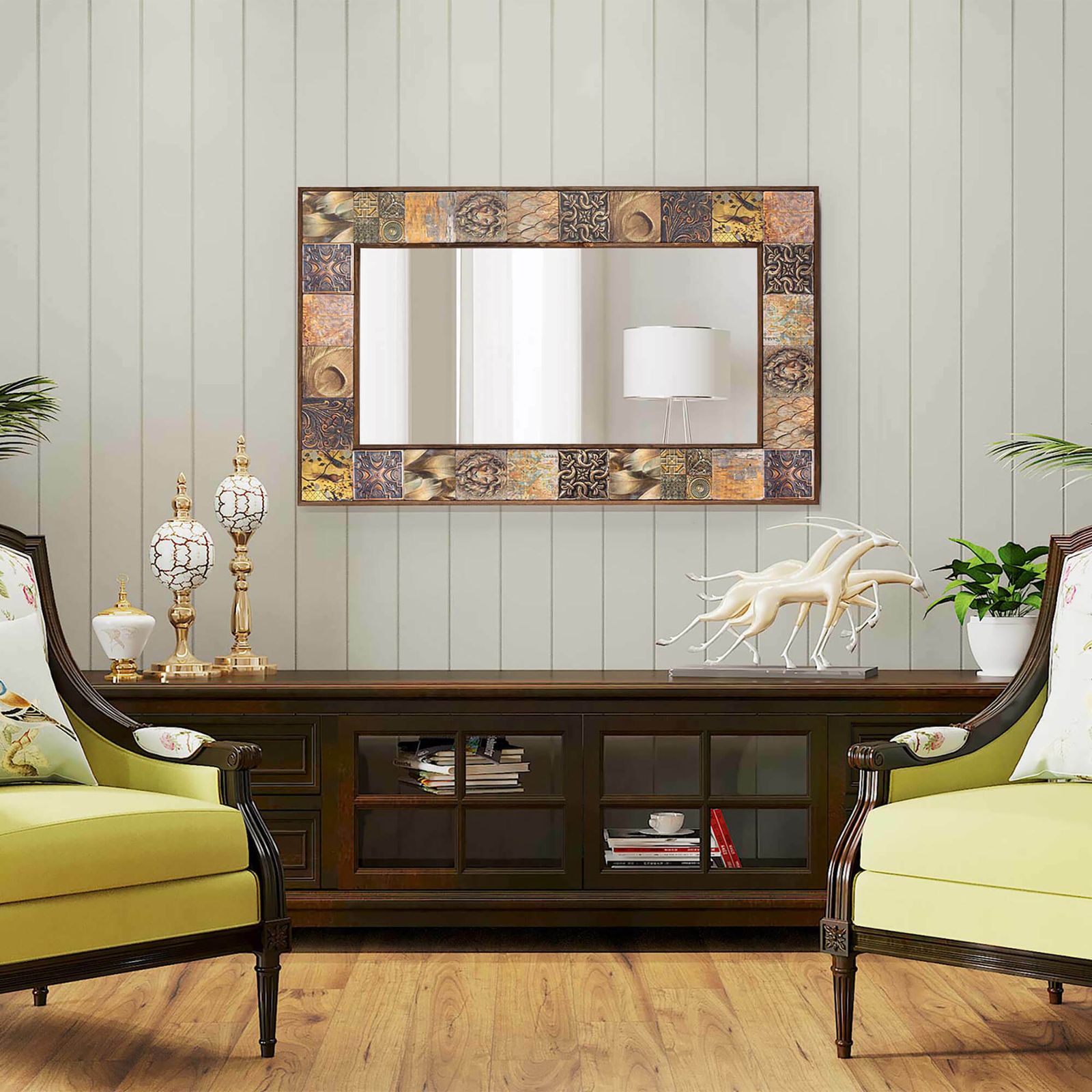 Keith Handmade Natural Wood Framed Living Room Mirror photo furniture