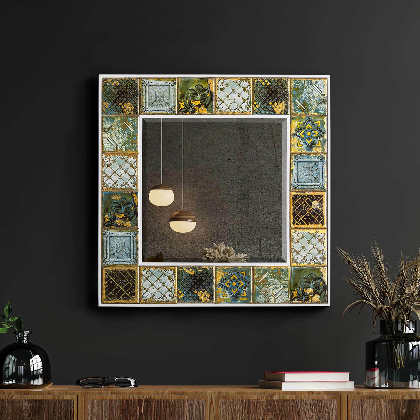 Vance Handmade Natural Wood Framed Living Room Mirror photo furniture