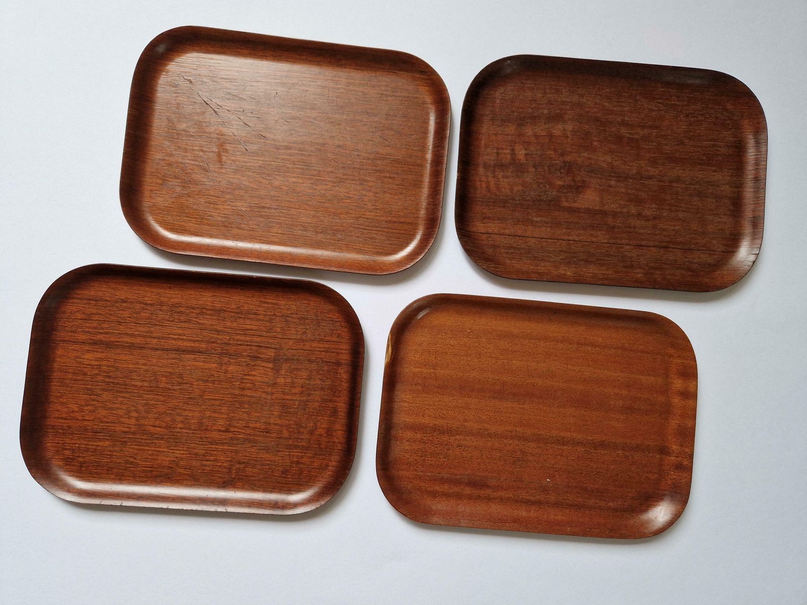 Set Of Four Midcentury Serving Teak Trays Backman For Airlines, Finland, 1960s photo furniture
