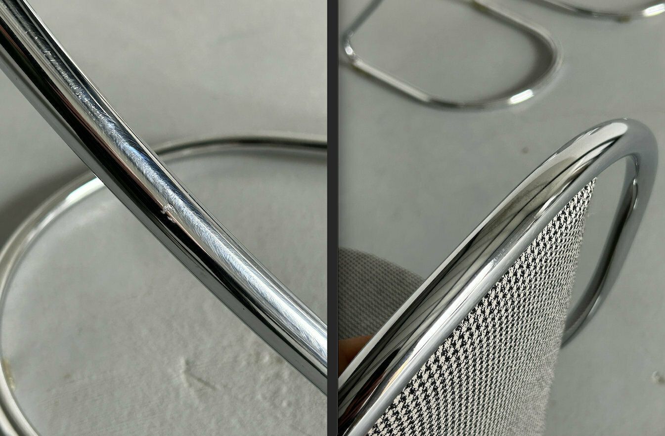 photo for sale 1 Of 3 Italian Space Age Chromed Tubular Steel Cantilever Chairs In Style Of Willy Rizzo For Cidue, 1980s Italy