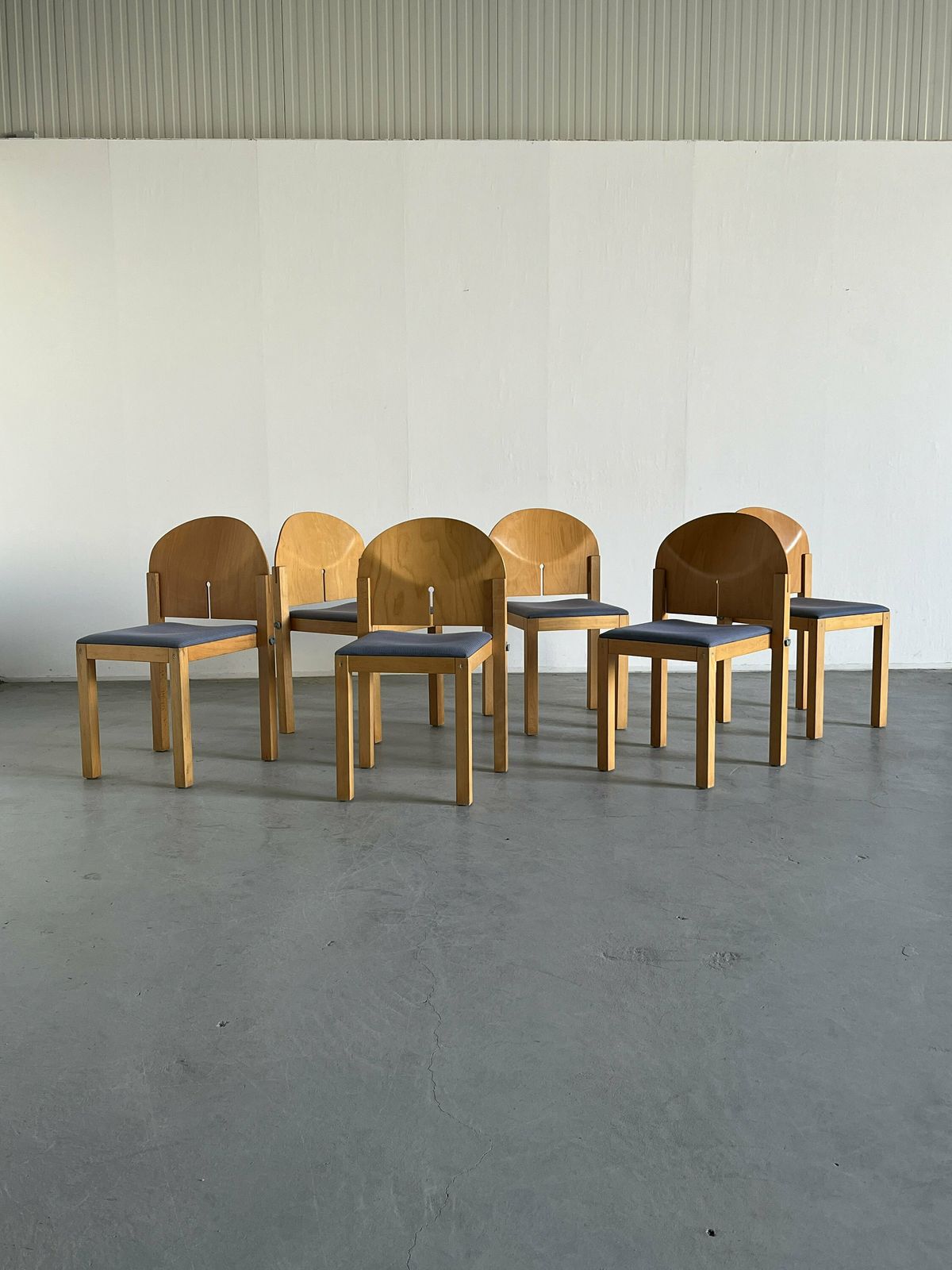 1 Of 6 Postmodern Sculptural Wooden Stackable Dining Chairs By Arno Votteler For Bisterfeld And Weiss, Germany 1980 photo furniture