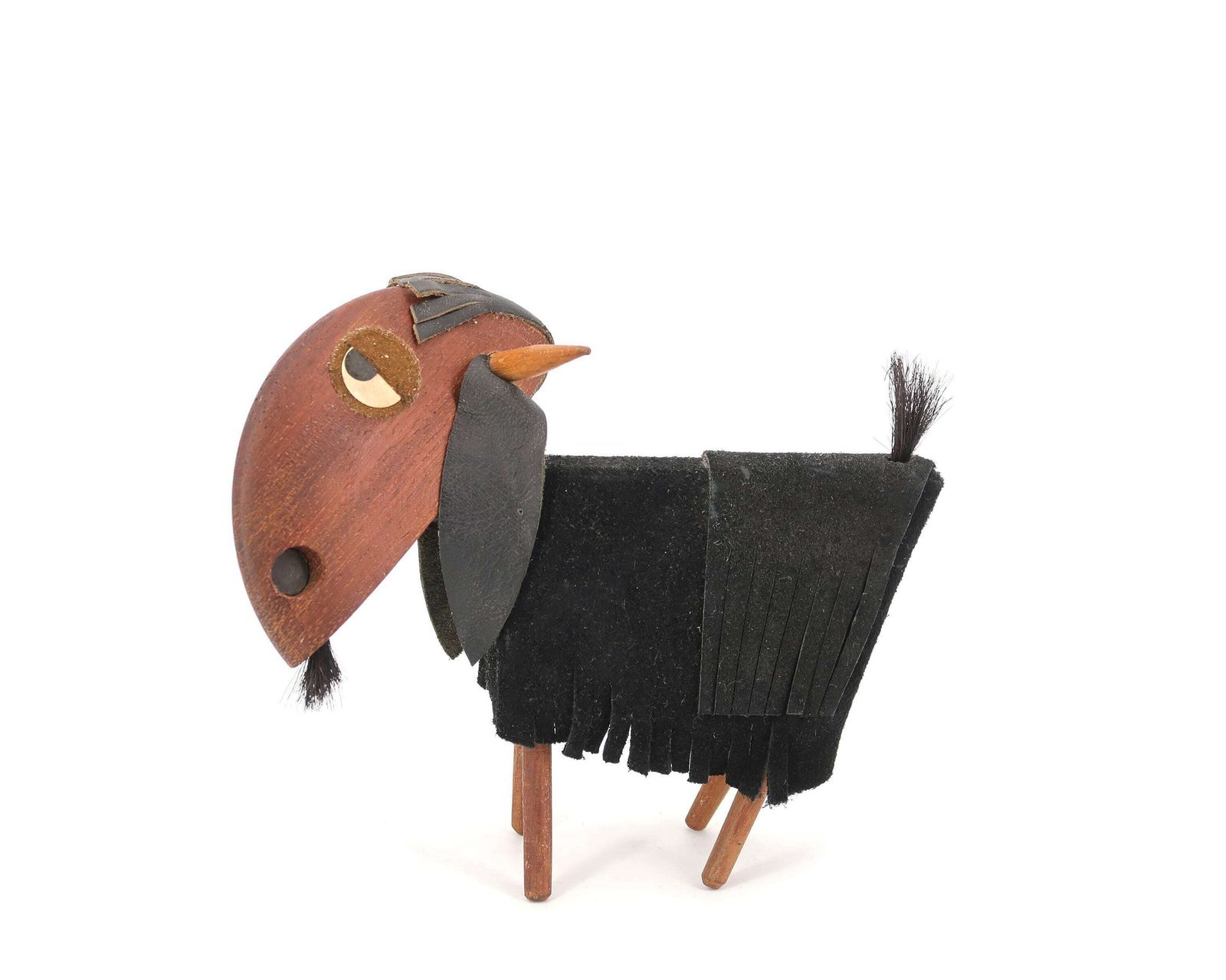 Frank Meisler Wooden Figurine, Goat, Made In Israel, 1960s / Sculpture, Judaica, Jewish Art