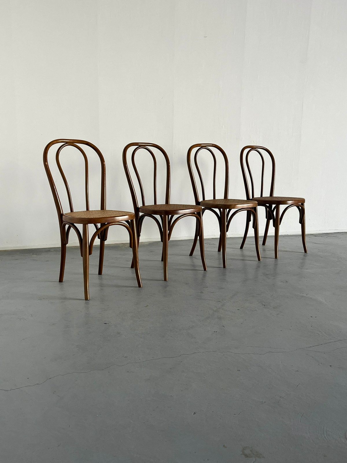 Set Of 4 Vintage Thonet Bentwood Style Chairs No. 14 / Vintage Thonet Bistro Chairs / Vintage Cafe Dining Chairs, 1950s photo furniture