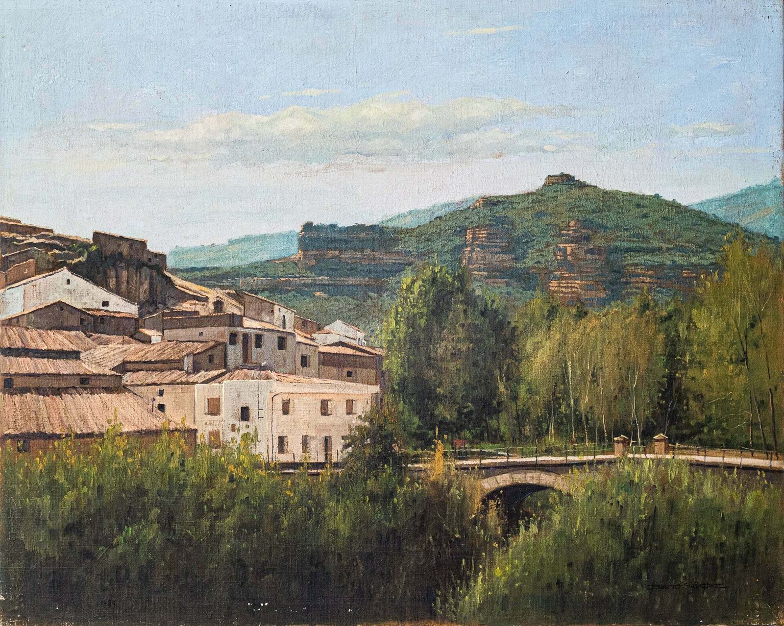 Benito Sanchez   Catalan Mountain Landscape With Bridge