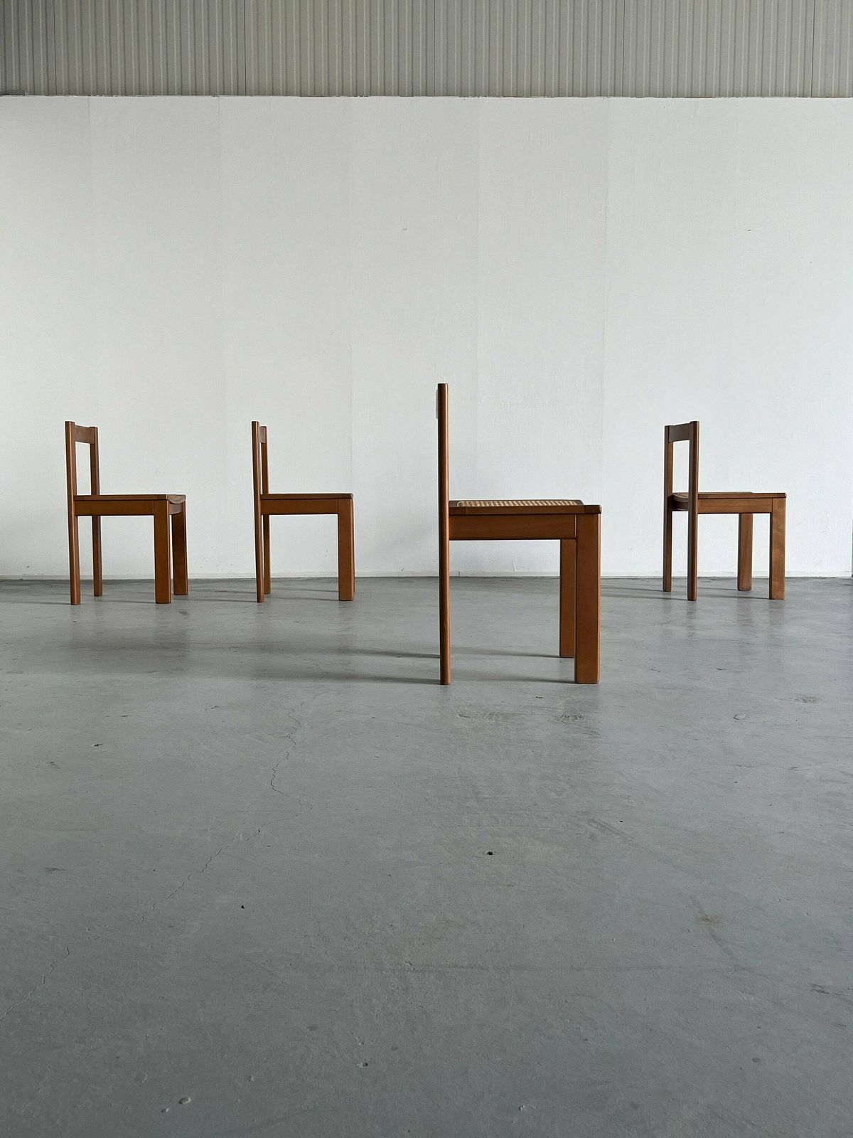 Set Of 4 Vintage Mid Century Modern Constructivist Wooden Dining Chairs, 1960s photo Furniture