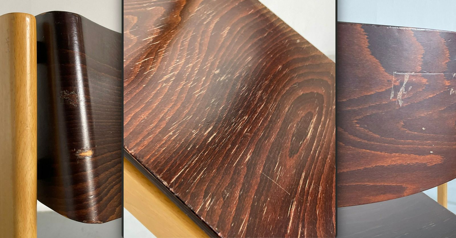 photo furniture 1 Of 8 Mid Century Modern Bentwood Stackable Dining Chairs Or Visitor Chairs In The Style Of Roland Rainer, Beech And Stained Plywood, 1970s