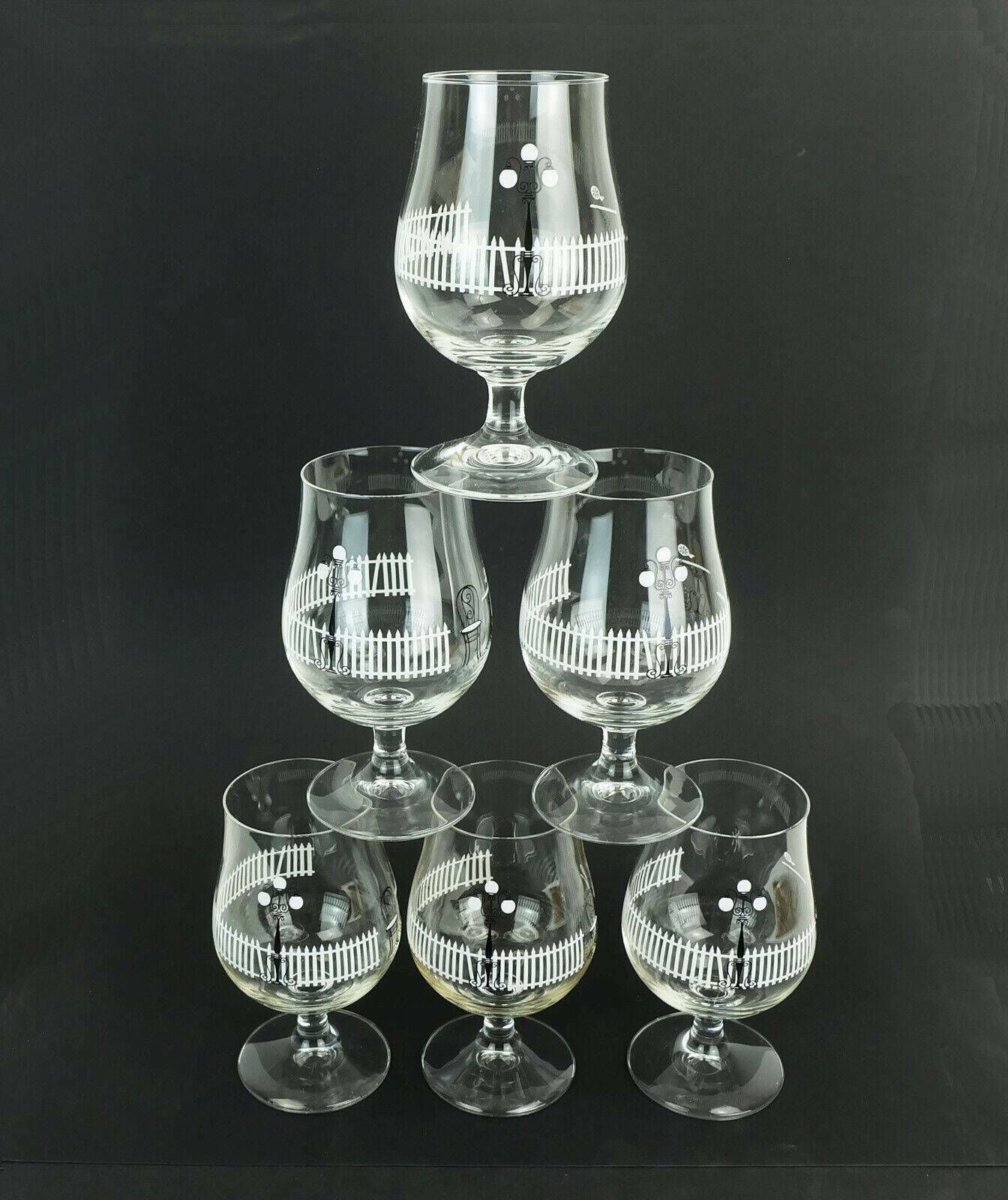 Set Of 6 Mid Century Cocktail Glasses With Beautiful Decor 1950s 1960s Glasses photo 64.52